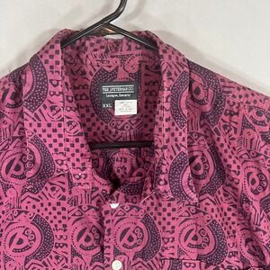 J Peterman Co Batik Men's Shirt XXL Red - Boho Chic Resort Ready EUC 100% Cotton